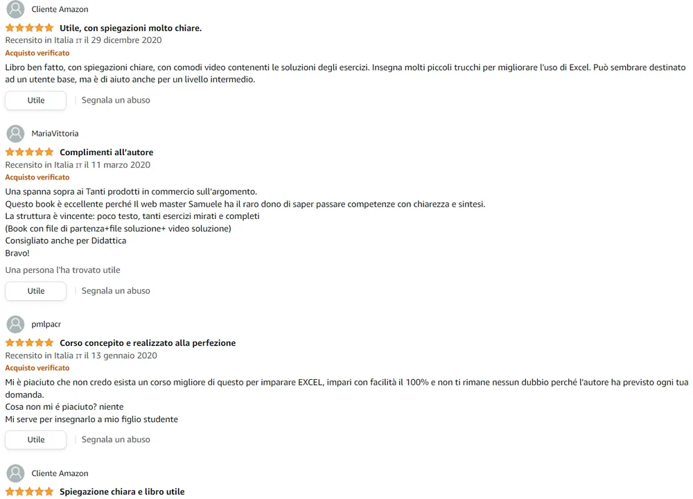 Opiniones de lectores en Amazon.it sobre la edición italiana del libro